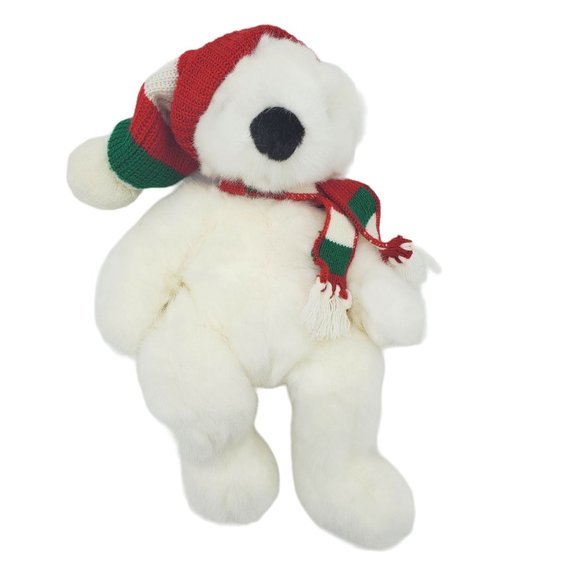 1997 TYChristmas White Teddy Bear Stuffed Animal Plush Holiday Romeo VTG Plush - Picture 2 of 6